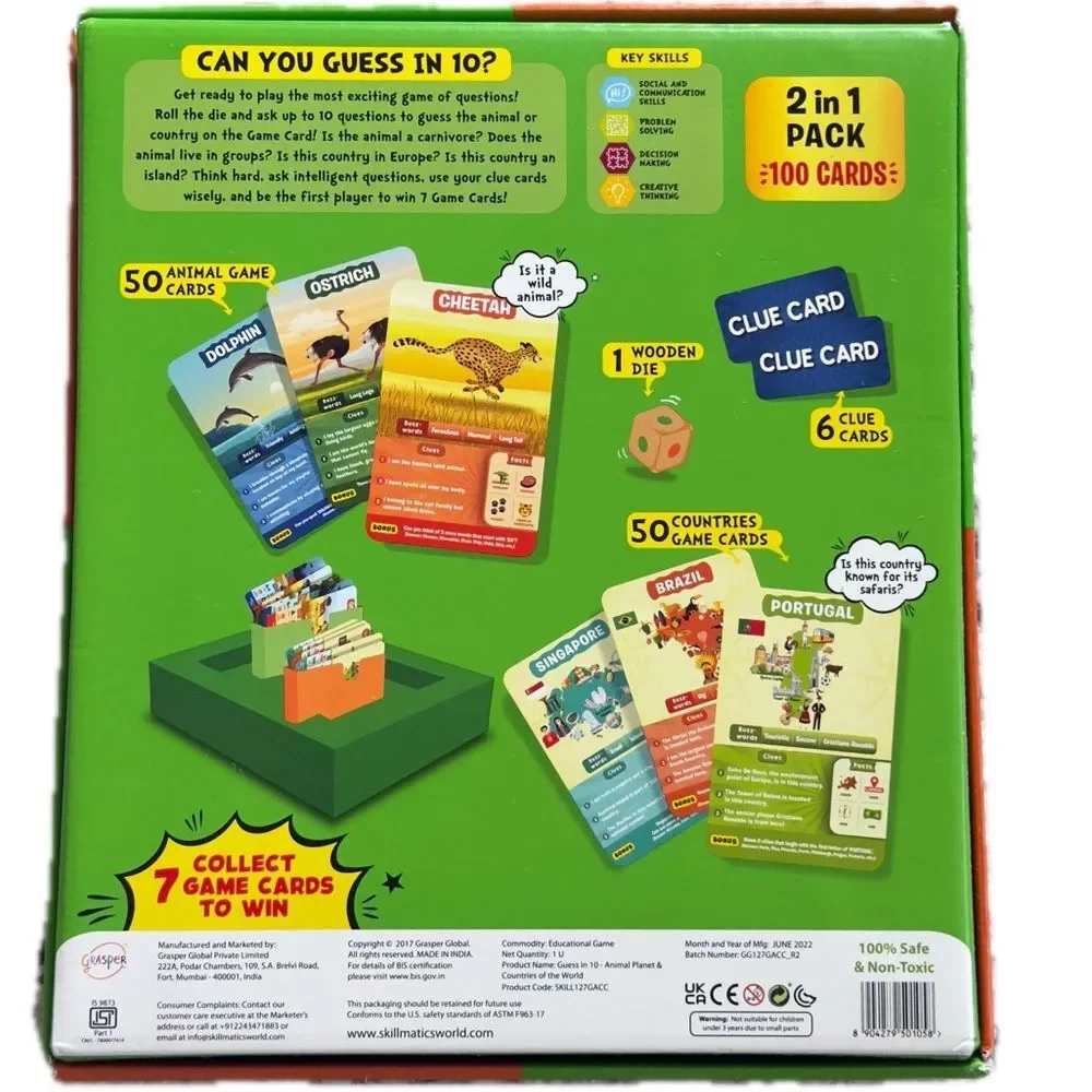Guess in Ten Animal Planet & Countries of the World Screen-Free Family Card Game